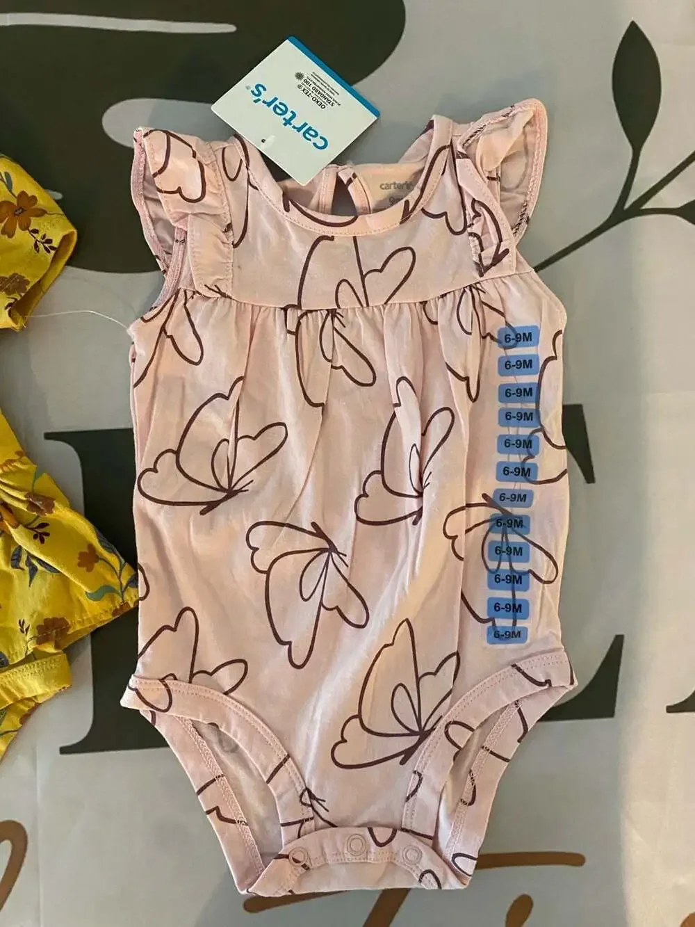 Carter's Baby Girl 9M 2-Piece Bodysuit Set (Floral Peplum and Butterfly Flutter